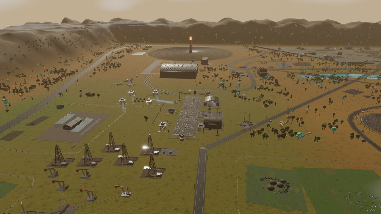 The regime's air reservation from altitude — airstrip, boneyard and civil airport in one frame