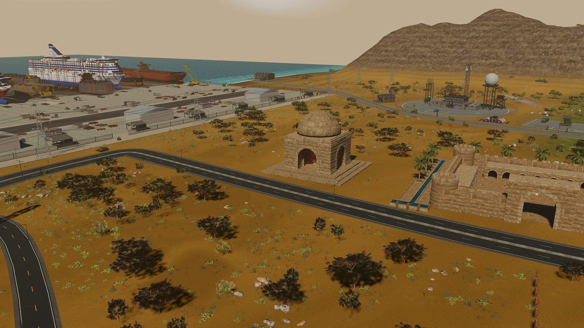 The domed shrine and the caravanserai across the old road, the ship-breaking beach beyond