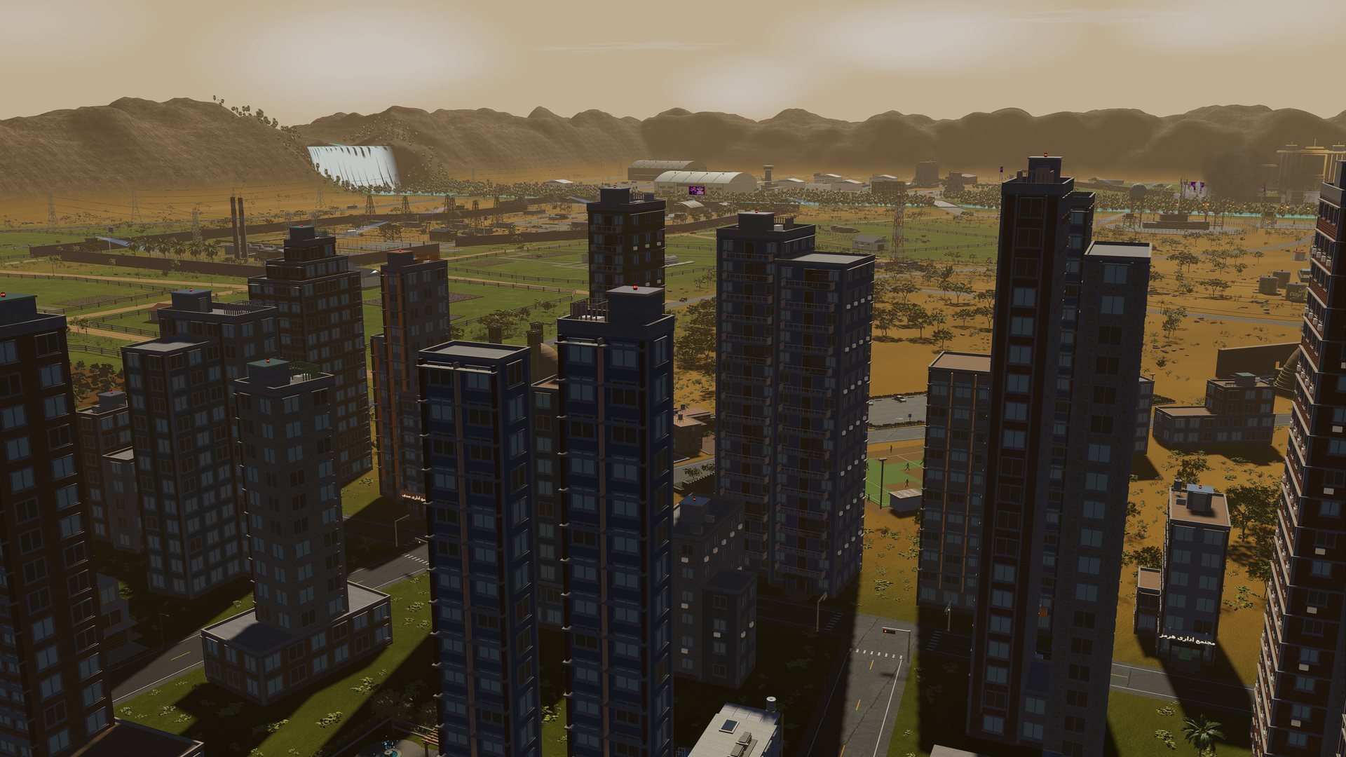 The city towers rising over the coastal plain
