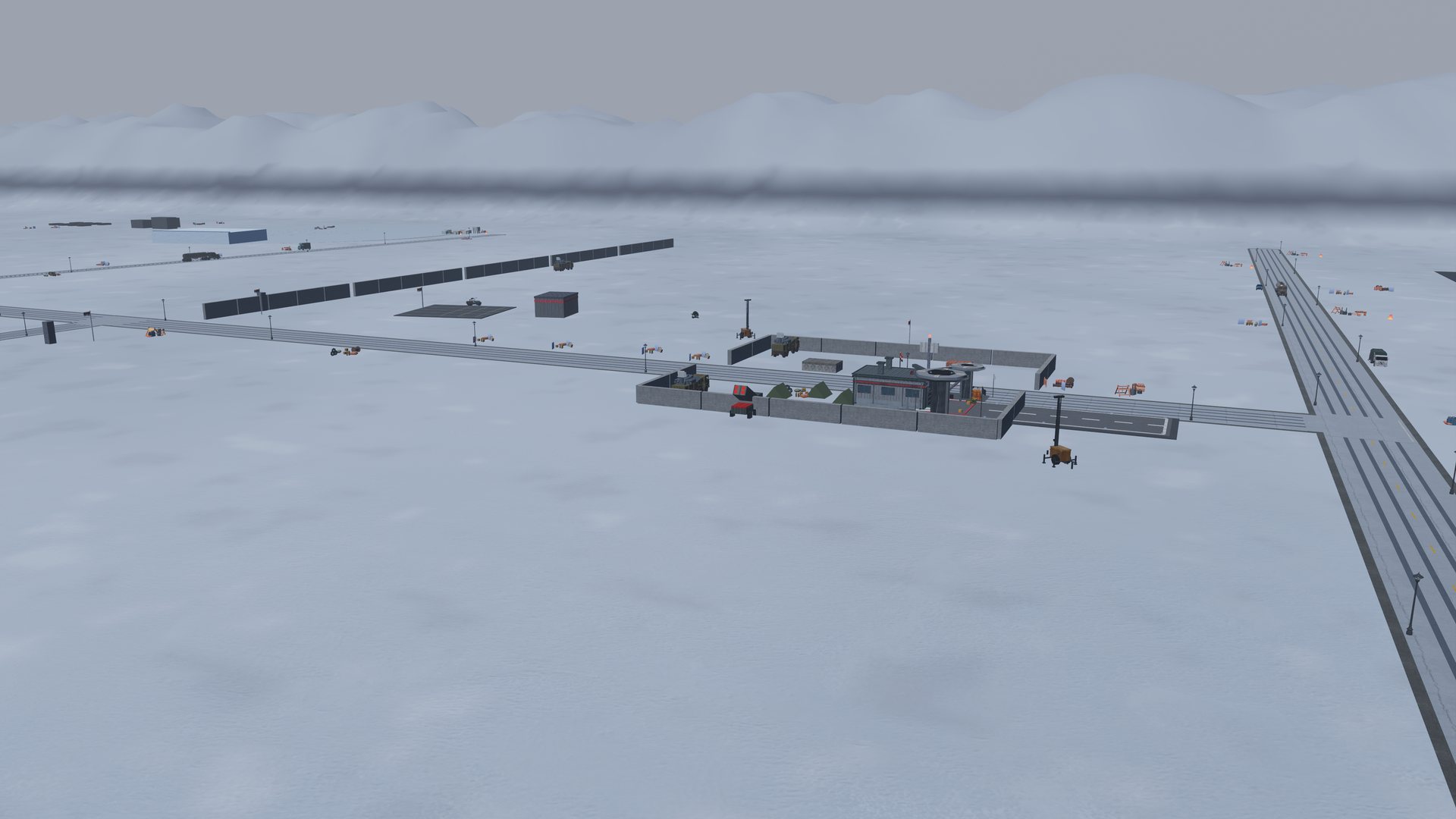 The north camp on the snowbound plain